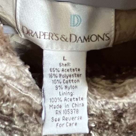Draper's & Damon's Taupe Textured Faux Fur Teddy Jacket Coat Size L - Picture 8 of 8